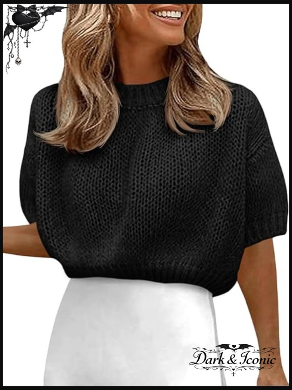 Cropped Knit Sweater, Puff Sleeves, Loose Fit, Lightweight Summer Top